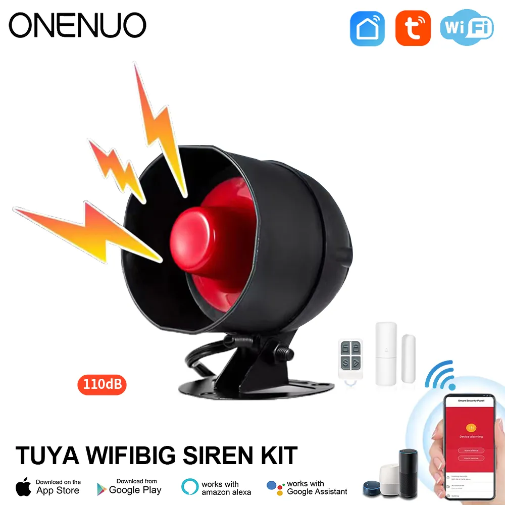 Home Security No Wifi - ONENUO Tuya WIFI Alarm Siren Loud
