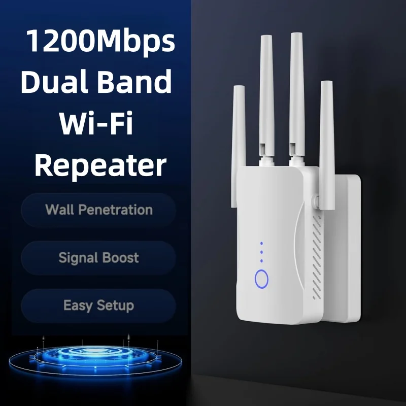 Home Security No Wifi - 2.4G/5GHz Dual Band WiFi Repeater 1200Mbps