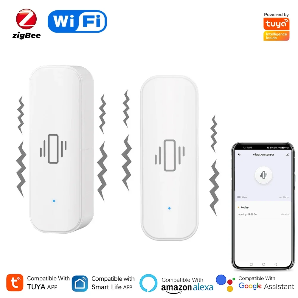 Home Security With Monitoring - Tuya WiFi/Zigbee Smart Vibration Sensor Home