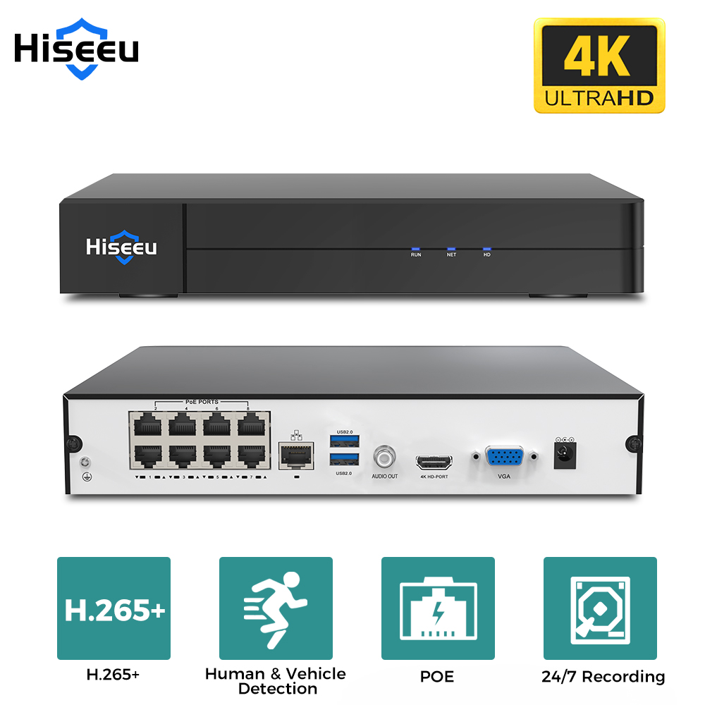 Hiseeu 8CH 4K PoE NVR Network  - Home Security With Camera 评论和价格
