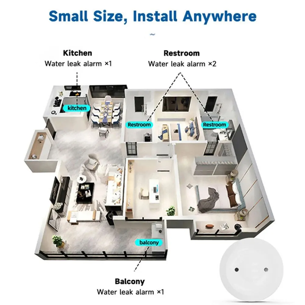 Zigbee3.0 Smart Water Leak Sen - Home Security With Monitoring 评论和价格