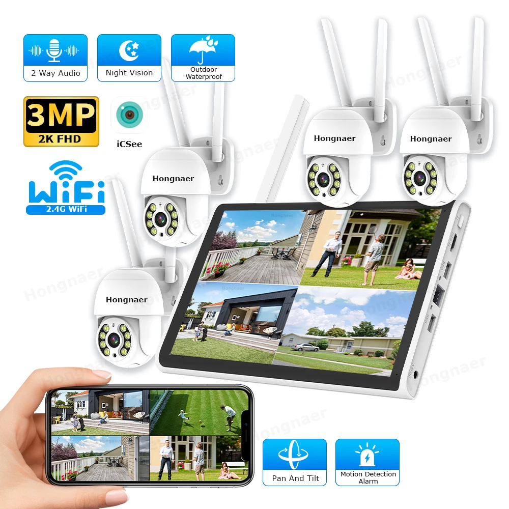 2026 Hongnaer 3MP 4 Channel Wi - Home Security With Camera 评论和价格