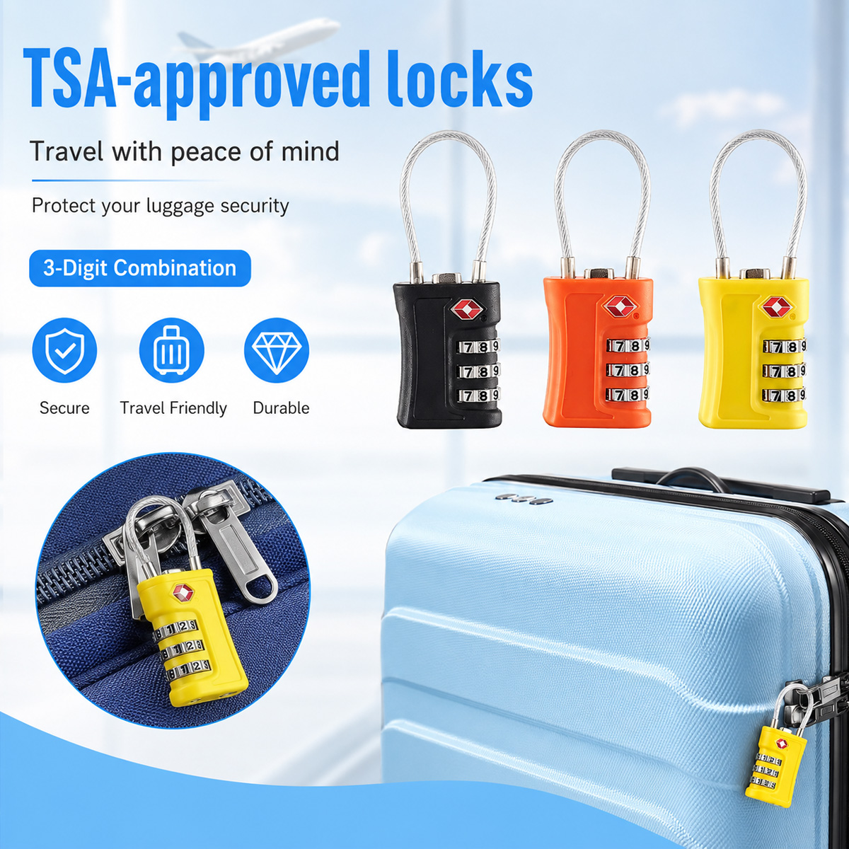 TSA Approved Luggage Lock 3 Di - Home Security Locks 评论和价格