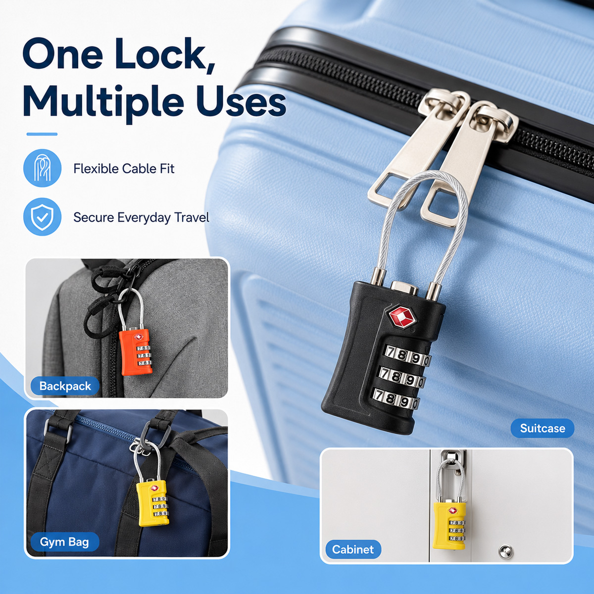 TSA Approved Luggage Lock 3 Di - Home Security Locks 评论和价格