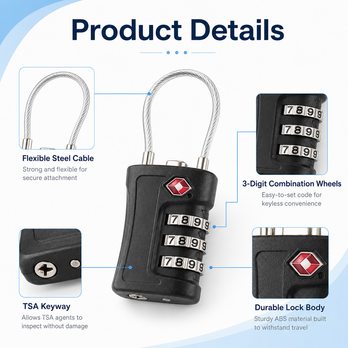 TSA Approved Luggage Lock 3 Di - Home Security Locks 评论和价格