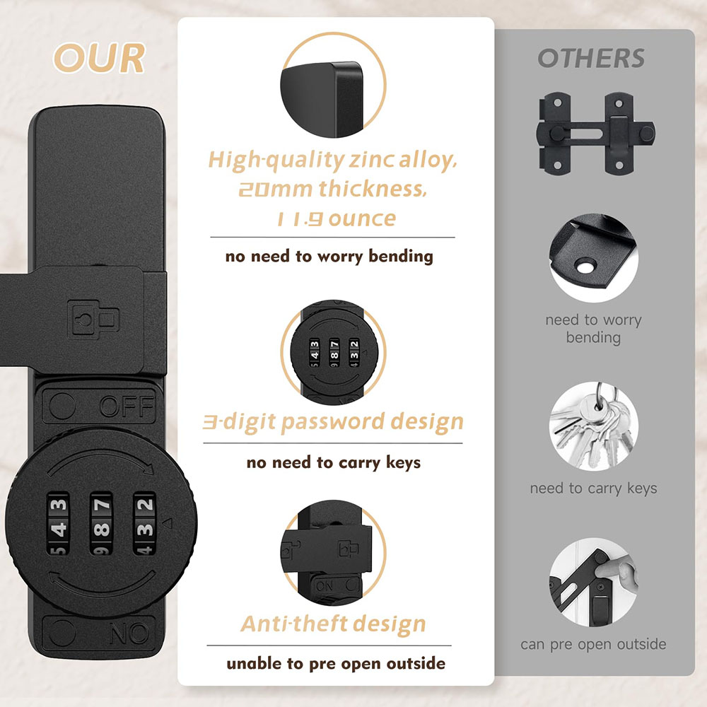 Security Barn Door Lock 3-Digi - Home Security Locks 评论和价格