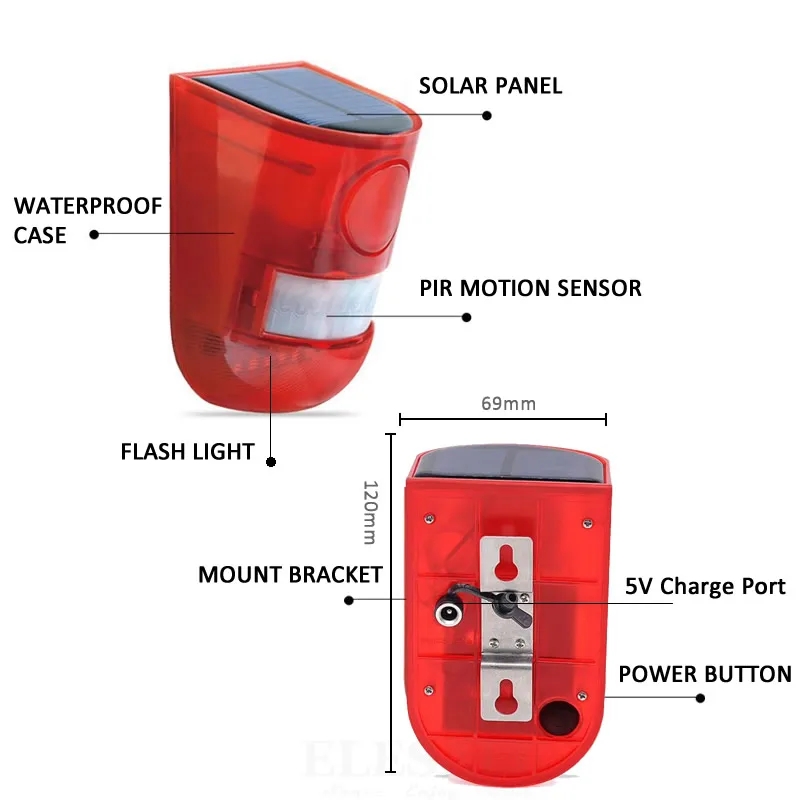 Waterproof Solar Powered Alarm - Home Security Equipment 评论和价格