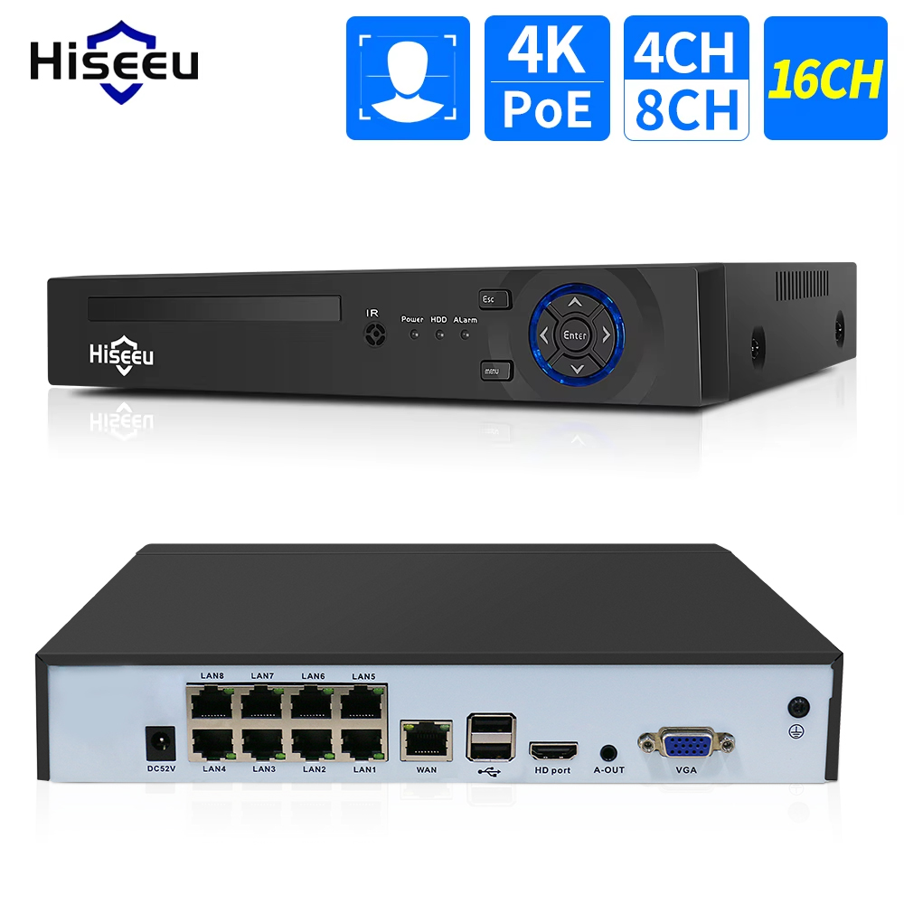 Hiseeu 4CH 10CH 16CH 4K 8MP 5M - Home Security With Camera 评论和价格