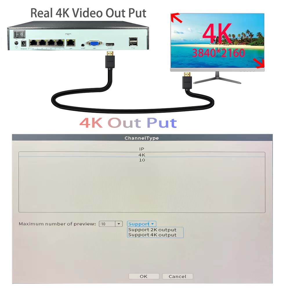 4K 10CH NVR 4/8Port POE For 8M - Home Security With Camera 评论和价格