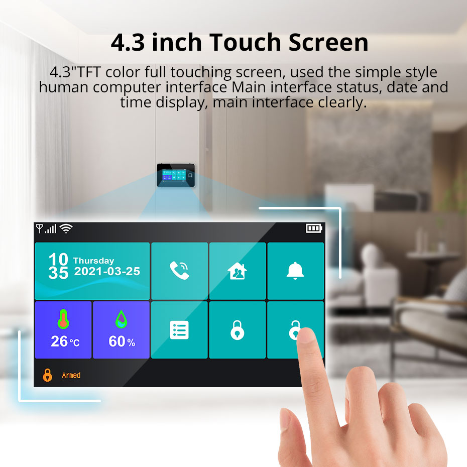 KERUI 4.3 Inch Touch Screen Ho - Home Security No Wifi 评论和价格