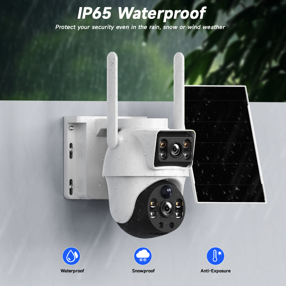 WiFi Solar Camera Dual Lenses  - Ip Camera Outdoor 4K 评论和价格