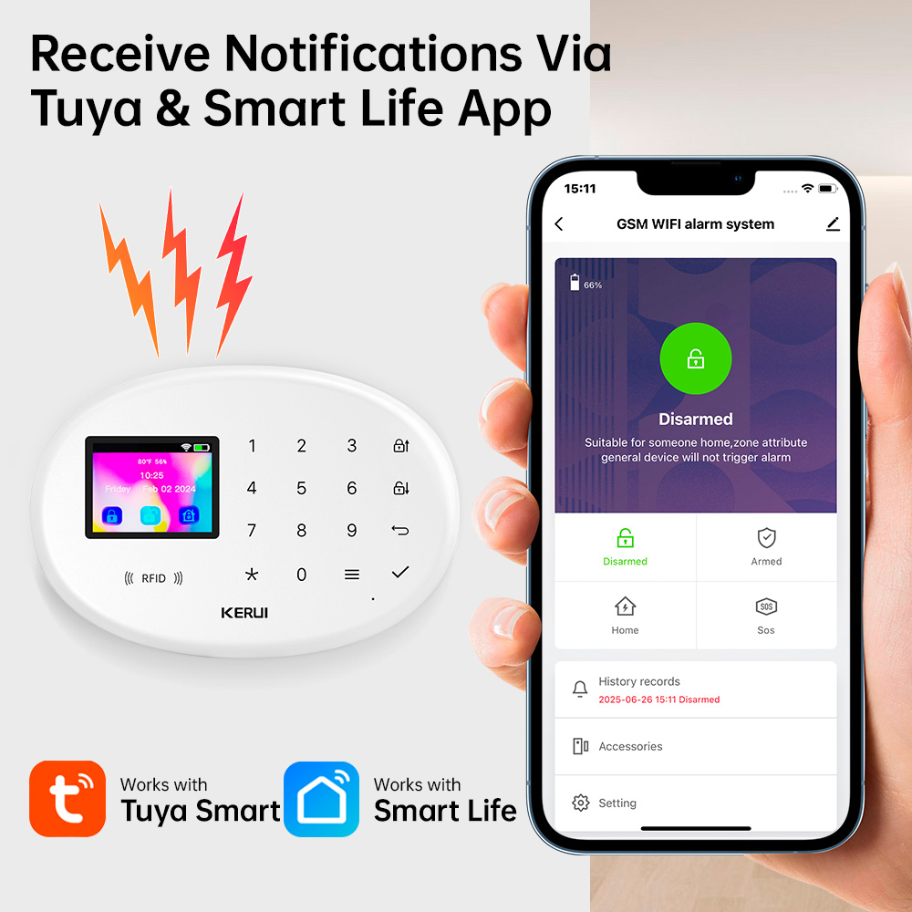 KERUI Tuya Wireless Home Alarm - Home Security No Wifi 评论和价格