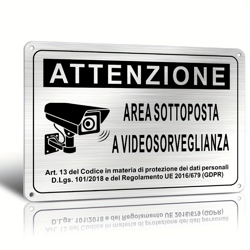 Italian Security Sign 20X30cm  - Home Security With Camera 评论和价格