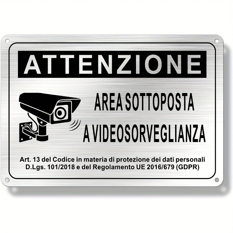 Italian Security Sign 20X30cm  - Home Security With Camera 评论和价格